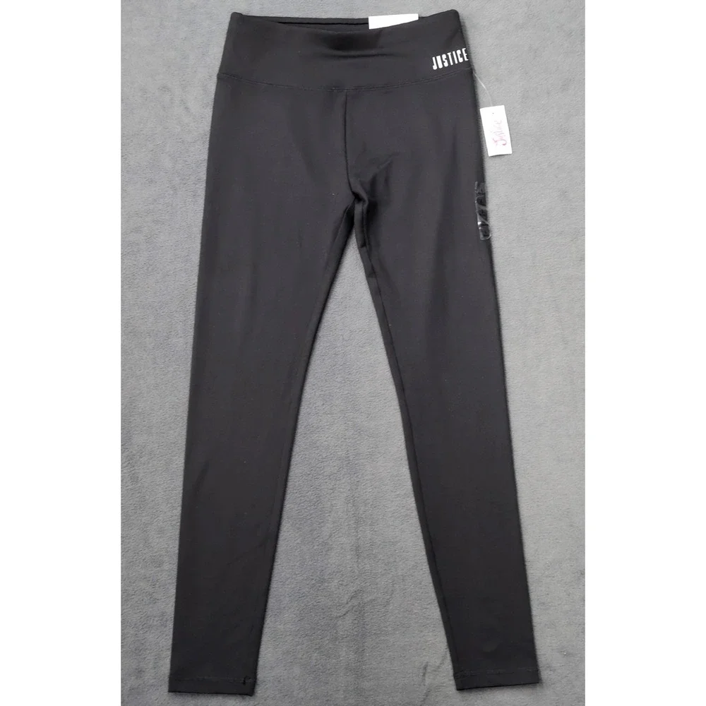 Justice Active Leggings Kids Size L 12/14 Black New High Waist 4-Way Stretch